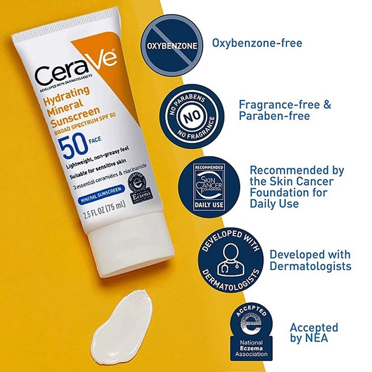 Cerave Hydrating Mineral Sunscreen SPF 50+ 75 ml